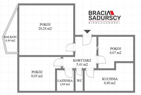 3 pokoje z balkonem na Powstańców