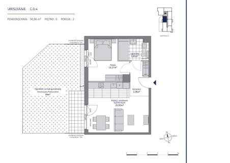 Dwupokojowe Mieszkanie z Ogrodem 49 m2
