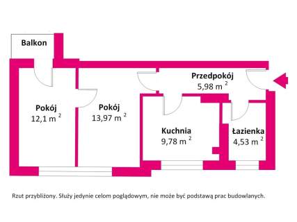 Przestronne 2 pokoje z balkonem w Górze Kalwarii