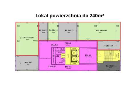 Pół piętra dla biura/ usług - 240m , 6 piętro