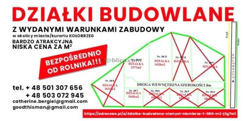OKAZJA/TANIO-Działki od 1070 do 1750m2 w pobliżu m.Kołobrzeg