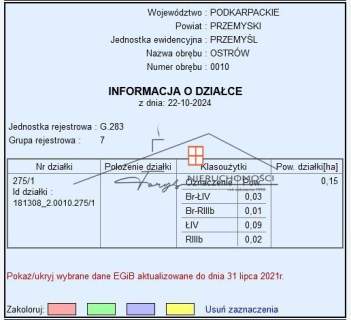 Ostrów k/Przemyśla - działka ze zjazdem przy DW884