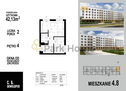 2-pokojowe mieszkanie 42,13 m 