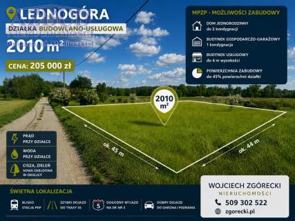 Działka inwestycyjna na sprzedaż, 2010 m2, Lednogóra
