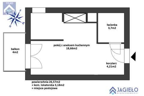 Kawalerka z możliwością wydzielenia sypialni