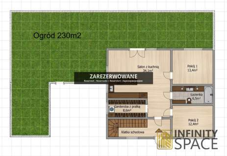 M3 Wawer 75m2 Ogród 230m2 Klima Parking x2