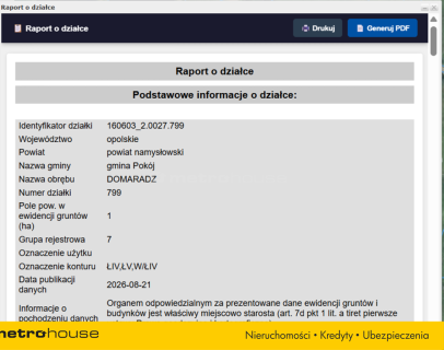 Działka 1 Ha Łąk Domaradz, gm. Pokój