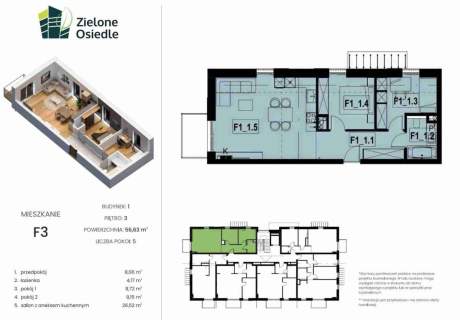 Nowe mieszkanie 56m2 F3 Zielone Osiedle Koszęcinie