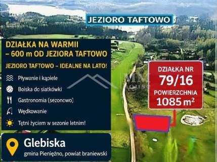Działka rekreacyjna k. jeziora na Warmii, 1085m2