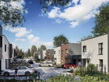 Nowoczesny dom w zabudowie bliźniaczej z ogrodem