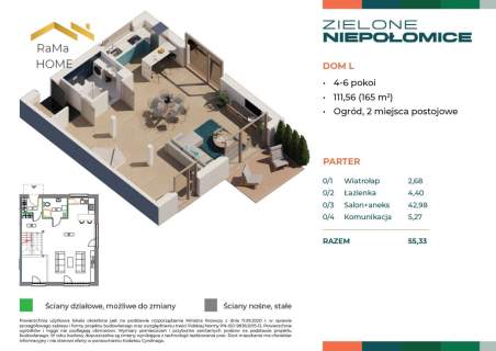 Dom z ogrodem 111,56 m 2 miejsca w cenie