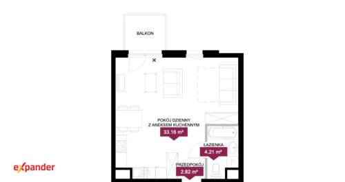 Przestronne 40 m balkon