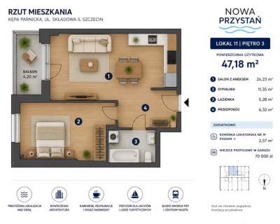 Apartament widokiem na rzekę i dużym tarasem