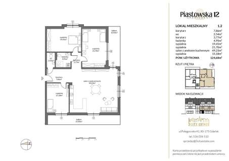 Apartament 124,73 m - 4 pokoje - Pruszcz Gdański