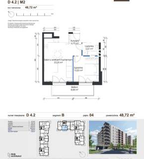 Zabłocie 2 pokoje 48,7 m Duży balkon 8,5 m 