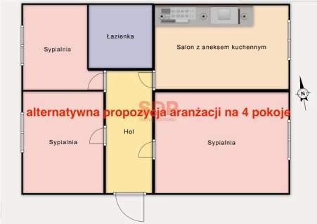 55m2 3 pokoje osobna kuchnia, częściowo do remontu