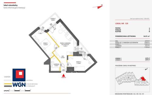 Mieszkanie na sprzedaż, 54,91 m2, Warszawa