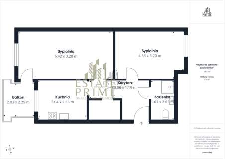 Na sprzedaż 2 pokoje, 58 m2, 1 piętro