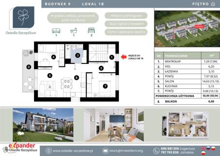 Nowe 58m / 3 pokoje / 1 piętro /balkon / 2 MP / 0%Prowizji