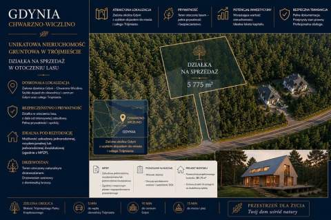 Gdynia Wiczlino działka pod rezydencję w lesie