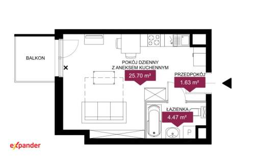 Kawalerka z balkonem Jeżyce Smart Home