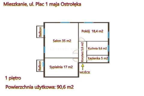 Przestronne 90,6 m z garażem, 1piętro Ostrołęka