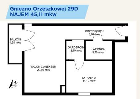 Gniezno 2 pokojowe z balkonem