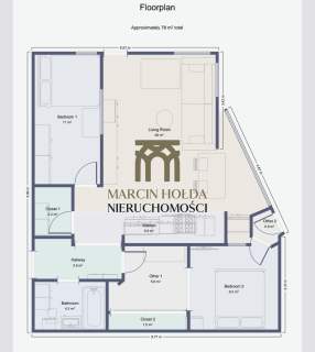 69 M 3 POKOJE GABINET GARDEROBA BALKON 