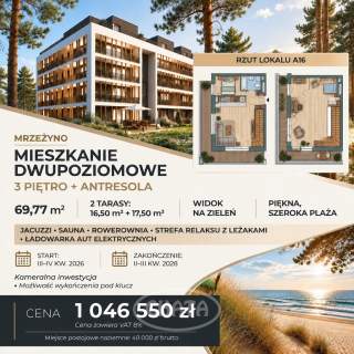 3pok/2- poziomy/2 tarasy/SPA/Mrzeżyno/nad morzem