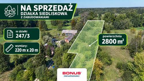 Działka siedliskowa z zabudowaniami Kłoda