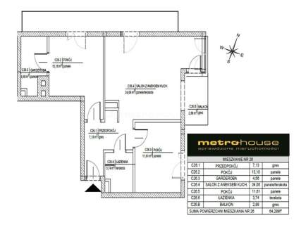3 pokojowy apartament na 1 piętrze - centrum