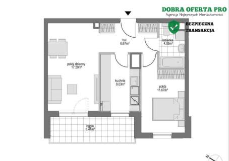 2 pokoje loggia 9 m garaż 2018