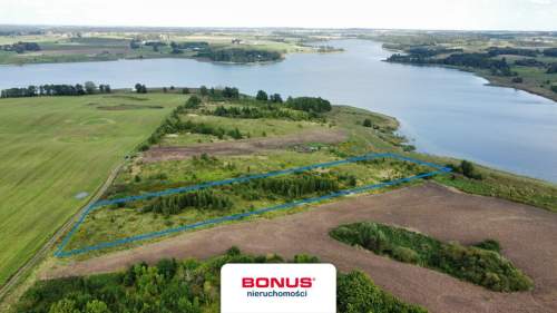 Działka budowlana z linią brzegową jez. Blanki