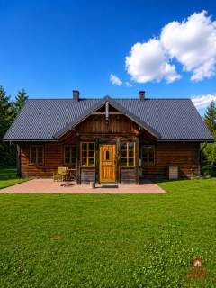 Drewniany dom premium nad stawem 1 ha Sauna