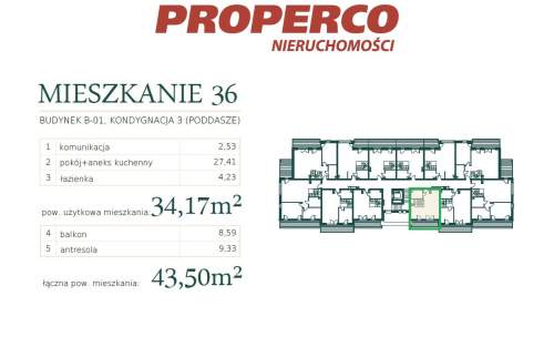 Apartament 1 pok, 34,17m2, Mrągowo