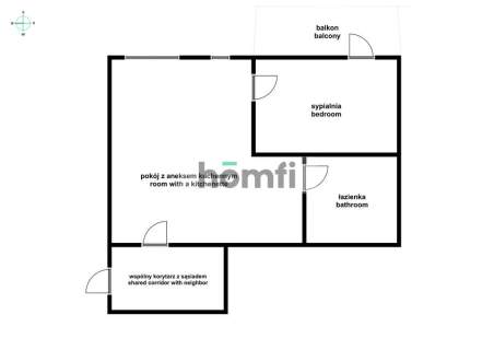 Mieszkanie 30m2, 2 pokoje z balkonem - HUBY