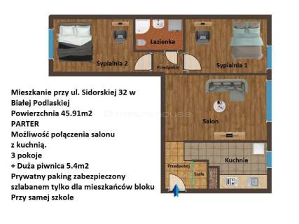 REZERWACJA Mieszkanie 46m2 PARTER przy Zofilasku