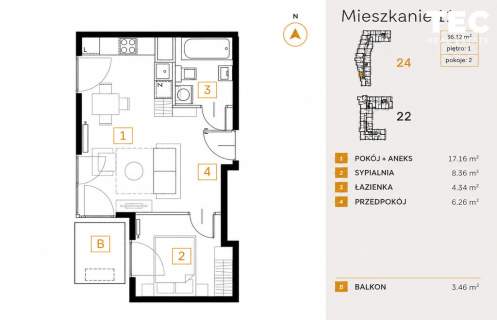 Podgórze 36m2 - 2 pokoje Stan Deweloperski