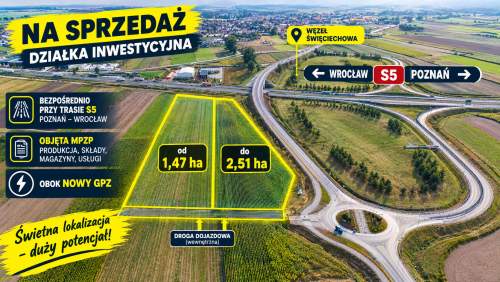 REWELACYNA lokalizacja - grunt inwestycyjny - pow. od 1,47ha