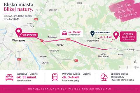 Działka uzbrojona 1445m2 -Cięciwa gm.Dębe Wielkie