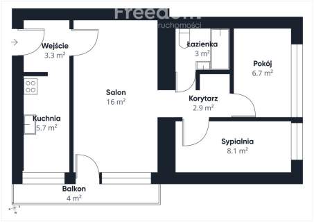 Mieszkanie 3 pokojowe Jagiellońska z balkonem