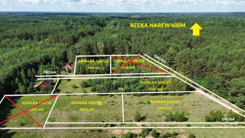 Działka budowlana Dzbądzek JEZIORO RZEKA Narew