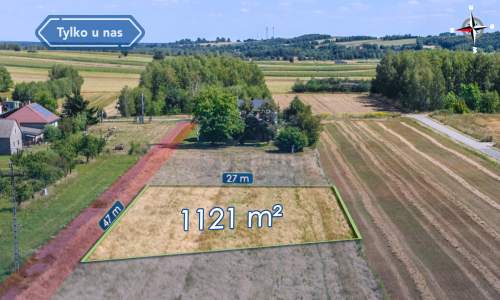 Działka budowlana 1121 m wymiarowa Zawada, Mstów