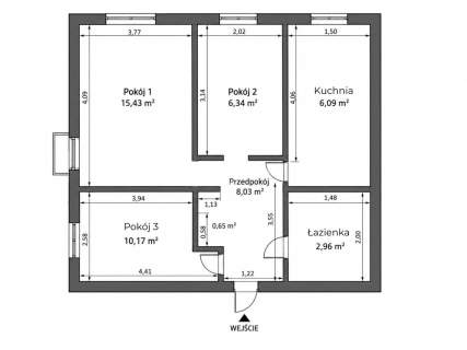 3 pokoje Sadyba 48,2 m 1. piętro balkon