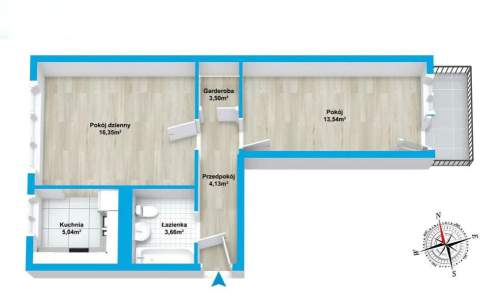 Mieszkanie 2-pokojowe 46,22 m Świnoujście Centrum