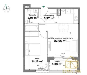 EKOPARK 2 pokoje 47 m loggia południe