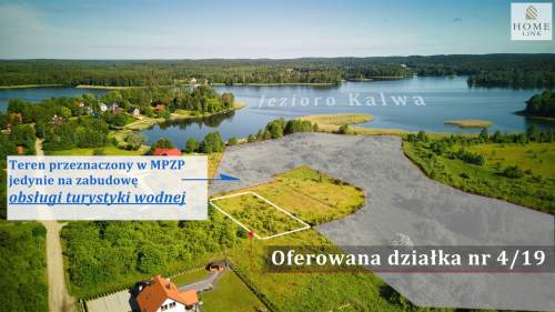 Działka 1243m widok na Jezioro Kalwa - 100m