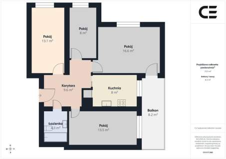 4 pokoje 72,32 m Balkon 8 m Psie Pole