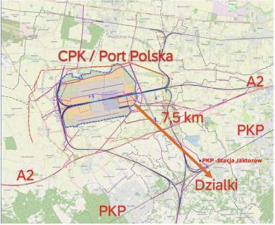 Cicha dzialka budowlana 8 km od CPK Port Polska