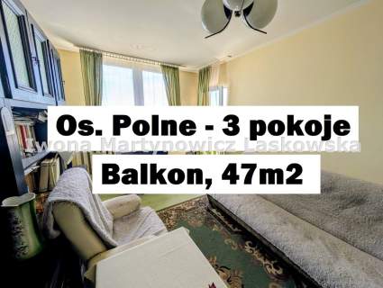 3pokoje, 47m2, Osiedle Polne,balkon, Lubin,